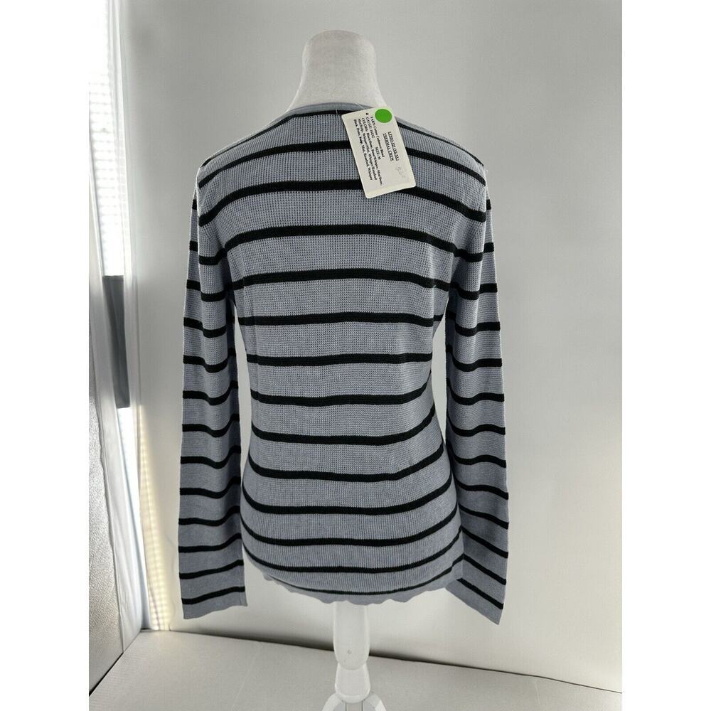 Kinross Cashmere Thermal Crewneck Sweater Sz M Waffle Knit Stripe Minimal $260 - Picture 5 of 11